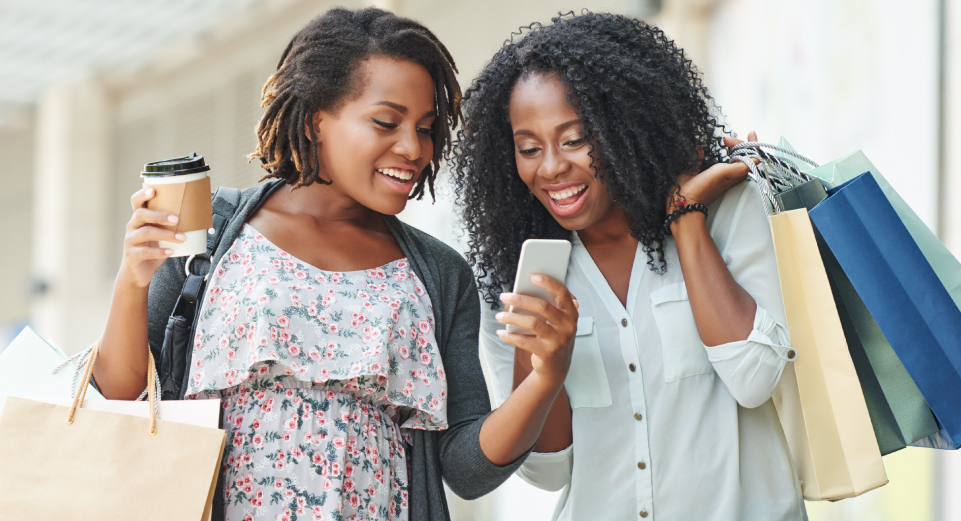 Shoppers with Mobile Phone