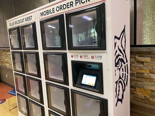 Two food lockers outside the food court