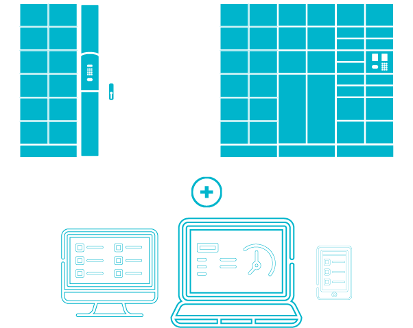 Ecommerce technology line art